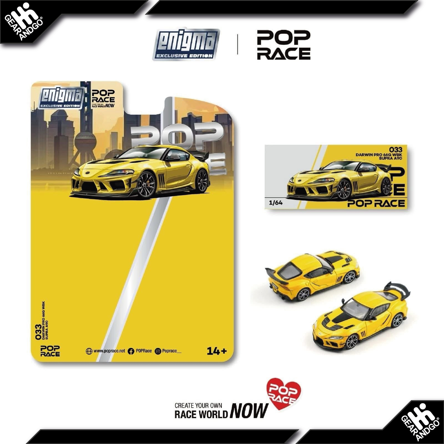 POP RACE - DARWIN PRO 66G WBK SUPRA A90, NITRO YELLOW  *ENIGMA EXCLUSIVE*