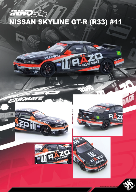 INNO64  NISSAN SKYLINE GT-R R33 #11 *RAZO TRAMPIO* N1 SUPER ENDURANCE SERIES, SENDAN HIGHLAND 1995 WINNER