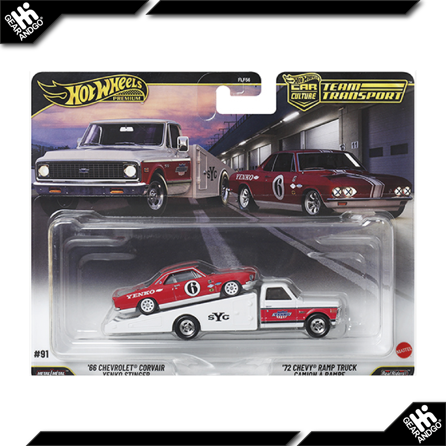 HOT WHEELS TEAM TRANSPORT - MIX 2 - 2026 - '66 CHEVROLET CORVAIR YENKO STINGER + '72 CHEVY RAMP TRUCK