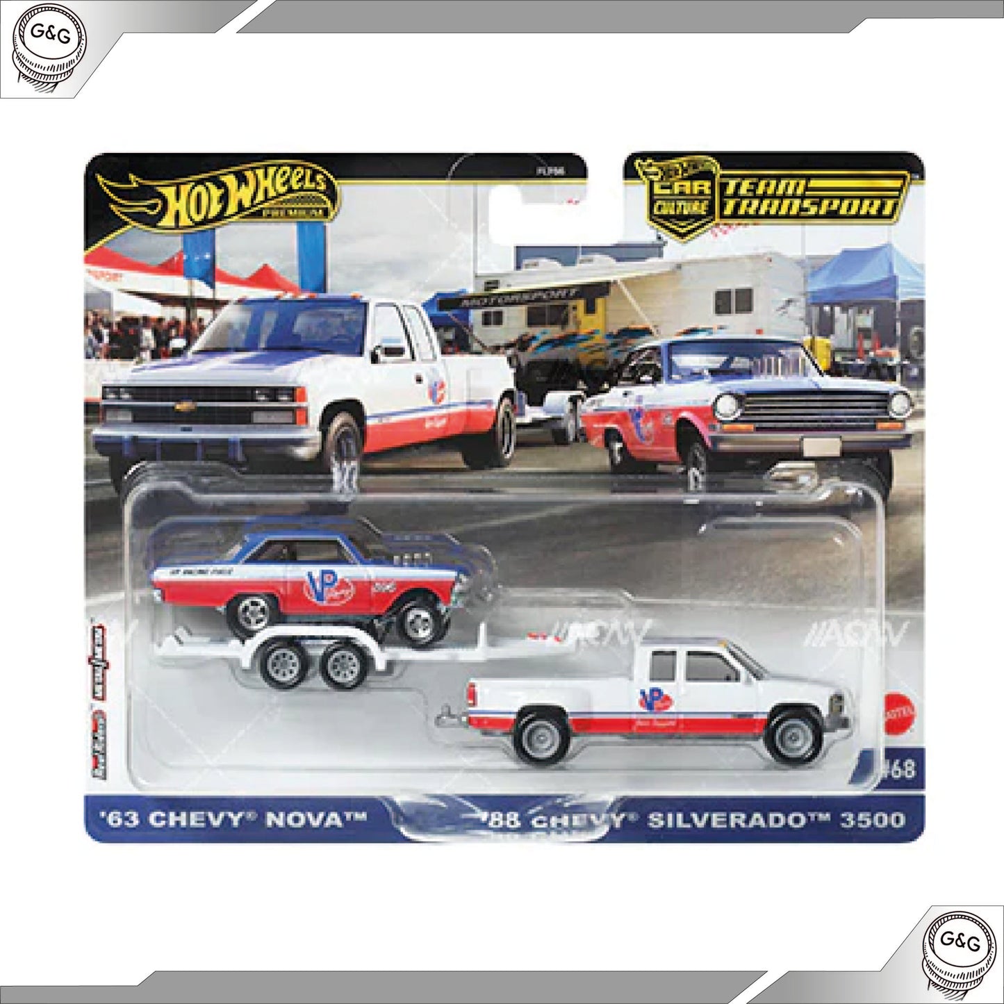HOT WHEELS TEAM TRANSPORT - '63 CHEVY NOVA + '88 CHEVY SILVERADO 3500