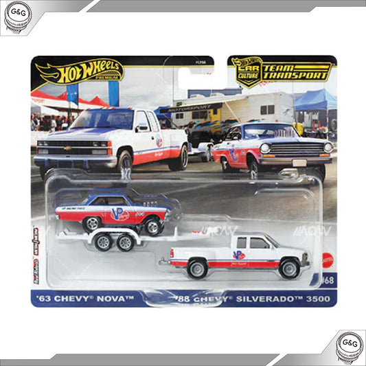 HOT WHEELS TEAM TRANSPORT - '63 CHEVY NOVA + '88 CHEVY SILVERADO 3500
