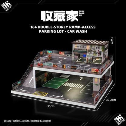 SHOU CANG JIA DIORAMA - DOUBLE-STOREY RAMP-ACCESS PARKING LOT - CAR WASH (73451B)