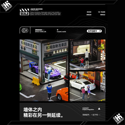 SHOU CANG JIA DIORAMA - DOUBLE-STOREY RAMP-ACCESS PARKING LOT - CAR WASH (73451B)