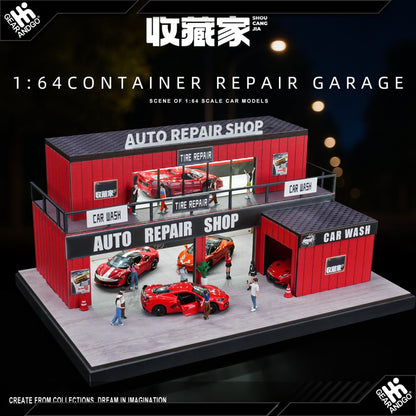 SHOU CANG JIA DIORAMA - FIRE TRUCK CONTAINER REPAIR GARAGE (82055)