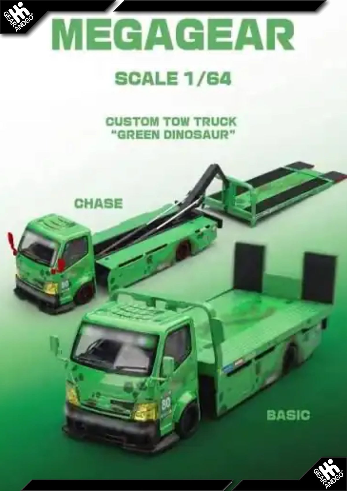 Mega Gear Custom Tow Truck Green Dinosaur 1:64