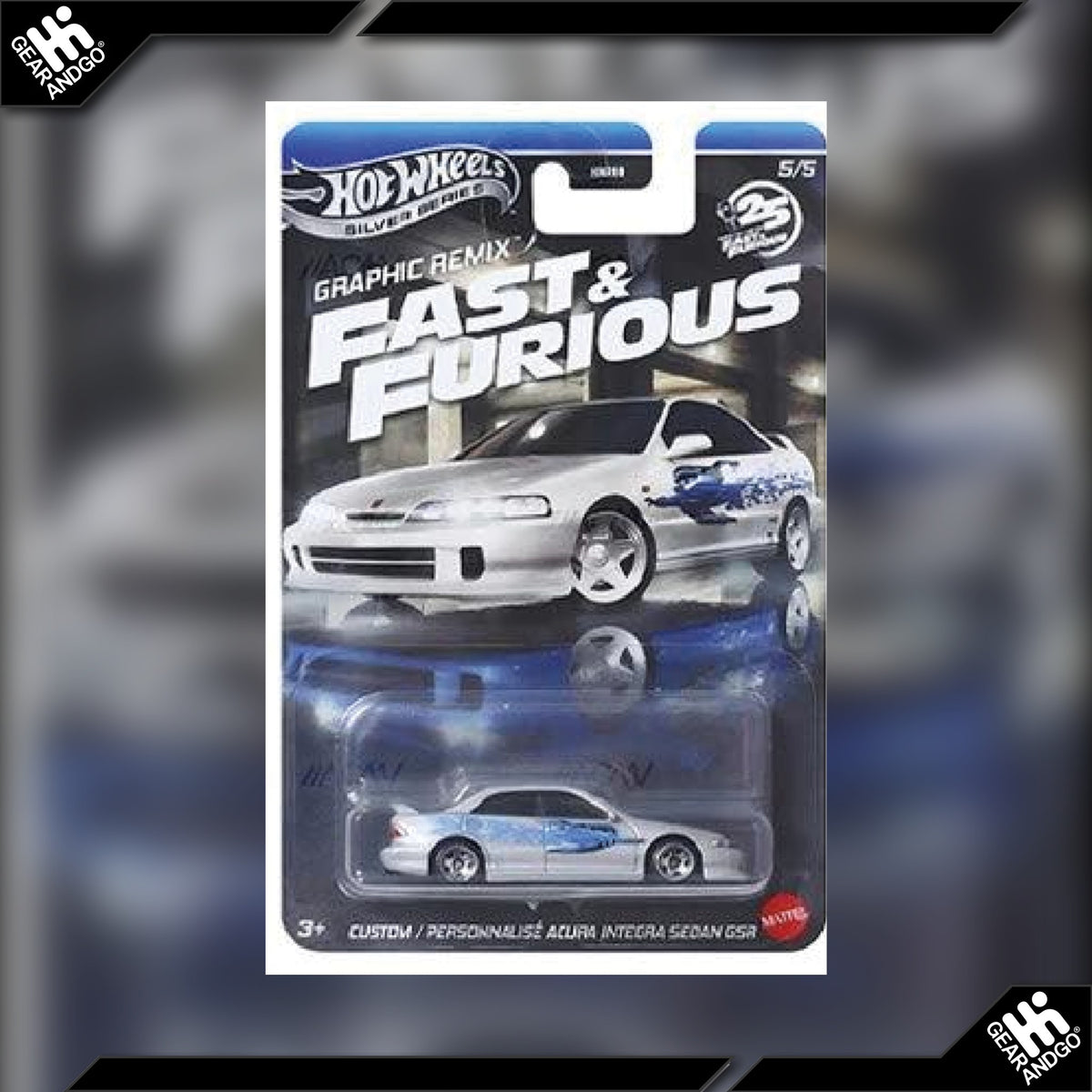 Hot Wheels Silver Series Custom Acura Integra Sedan GSR Fast & Furious Graphic Remix